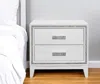 Hivvago 26" White Two Drawer Faux Crystal Bling Wood Nightstand In White