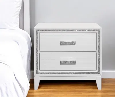Hivvago 26" White Two Drawer Faux Crystal Bling Wood Nightstand