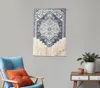 Hivvago 26" X 49" Blue And White Flower Floral Cotton Macrame Hanging Tapestry In Multi
