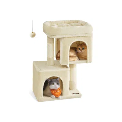 Hivvago 26.4-inch Cat Tower With 2 Cat Caves In Metallic