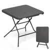 Hivvago 2.6ft Foldable Dining Table With Wood Grain Hdpe Tabletop And Non-slip Foot Pads-black