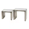Hivvago 27, 21 Inch Nesting Side Table Set Of 2, Mirrored Wood Frame, Silver In Gold