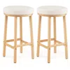 Hivvago 27" Bar Stools Set Of 2 Upholstered Barstools With Boucle Fabric Seats-white In White