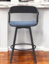Hivvago 27" Blue And Black Fabric With Metal Swivel Counter Height Bar Chair In Multi