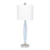 Hivvago 27" Blue And Silver Metal Novelty Table Lamp With White Drum Shade In White