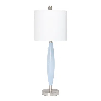 Hivvago 27" Blue And Silver Metal Novelty Table Lamp With White Drum Shade