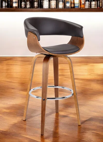 Hivvago 27" Brown Faux Leather And Iron Swivel Low Back Counter Height Bar Chair