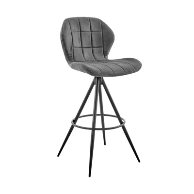 Hivvago 27" Charcoal And Black Iron Counter Height Bar Chair In Gray