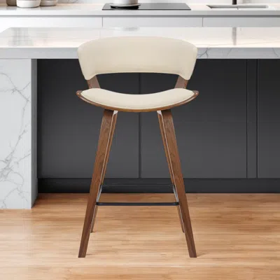 Hivvago 27" Cream And Brown Iron Low Back Counter Height Bar Chair