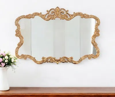 Hivvago 27" Gold Ornate Scroll Framed Accent Mirror