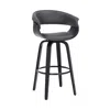 Hivvago 27" Gray And Black Faux Leather And Solid Wood Swivel Low Back Counter Height Bar Chair In Gray