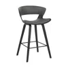 Hivvago 27" Gray And Black Iron Low Back Counter Height Bar Chair In Black