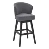 Hivvago 27" Gray And Espresso Solid Wood Swivel Low Back Counter Height Bar Chair In Gray