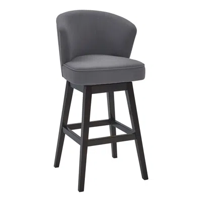 Hivvago 27" Gray And Espresso Solid Wood Swivel Low Back Counter Height Bar Chair