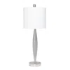 Hivvago 27" Gray And Silver Metal Novelty Table Lamp With White Drum Shade In Gray