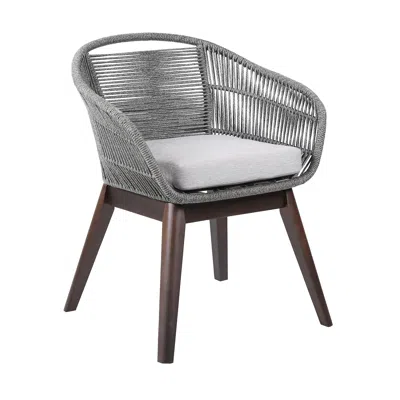 Hivvago 27" Gray Solid Wood Outdoor Dining Chair With Gray Cushion