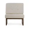 Hivvago 27 Inch Accent Chair, Cushioned Tufted Back, Open Panel Frame, Beige, Brown In Neutral