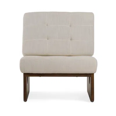Hivvago 27 Inch Accent Chair, Cushioned Tufted Back, Open Panel Frame, Beige, Brown In Neutral