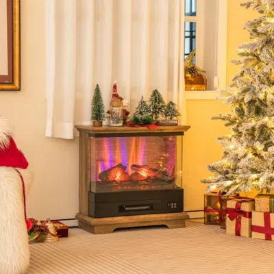 Hivvago 27 Inch Freestanding Fireplace With Remote Control-brown In Orange