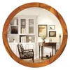 Hivvago 27 Inch Round Wall Mirror With Solid Acacia Wood Frame-brown