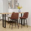Hivvago 27 Inch Swivel Bar Stool Set Of 2 Counter Height Chair With Padded Seat-black And Brown