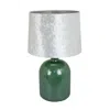 Hivvago 27 Inch Table Lamp, Drum Shade, Round Drop Shaped Glass Body, Green Finish In Green