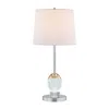 Hivvago 27 Inch Table Lamp, Tapered Drum Fabric Shade, Modern Metal Base, Silver In Silver
