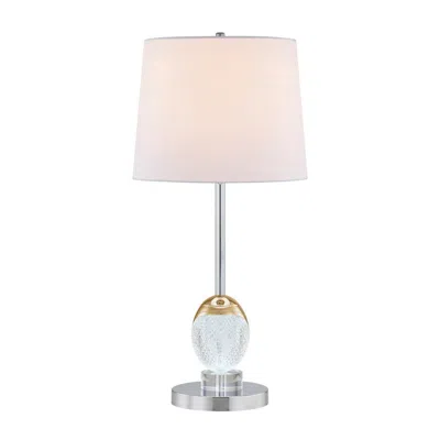 Hivvago 27 Inch Table Lamp, Tapered Drum Fabric Shade, Modern Metal Base, Silver