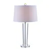 Hivvago 27 Inch Table Lamp With Glass Stand, Empire Shade, Metal, Clear Finish In Transparent