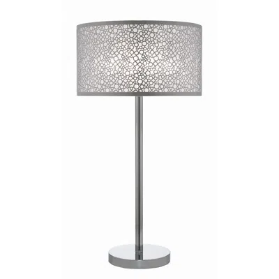 Hivvago 27 Inch Table Lamp With Metal And Fabric Shade, Nsleek Chrome Finish