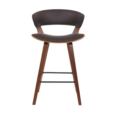 Hivvago 27 Inches Saddle Seat Leatherette Counter Stool, Brown
