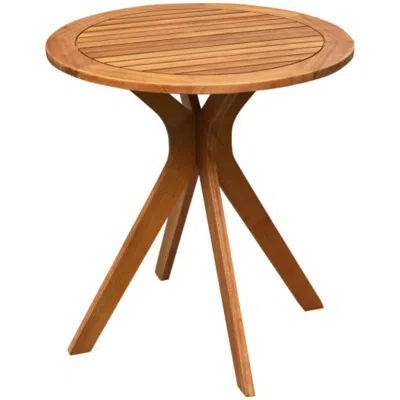 Hivvago 27 Inchoutdoor Round Solid Wood Coffee Side Bistro Table