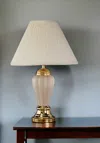 Hivvago 27" Ivory And Gold Ceramic Urn Table Lamp With Off White Empire Shade In Neutral