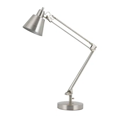 Hivvago 27" Nickel Metal Desk Table Lamp With Nickel Cone Shade In Metallic