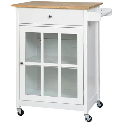 Hivvago 27" Rolling Kitchen Cart With Drawer And Glass Door Cabinet