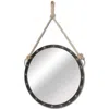 Hivvago 27" Round Metal Frame Wall Mirror In Brown