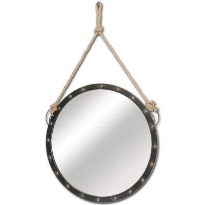 Hivvago 27" Round Metal Frame Wall Mirror In Brown