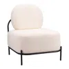 Hivvago 27" White And Black Sherpa And Upholstered Side Chair In White