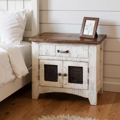 Hivvago 27" White One Drawer Nightstand In Brown