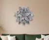 Hivvago 27" X 27" Gray And Off White Galvanized Metal Flower Hanging Dimensional Sculpture In Gray