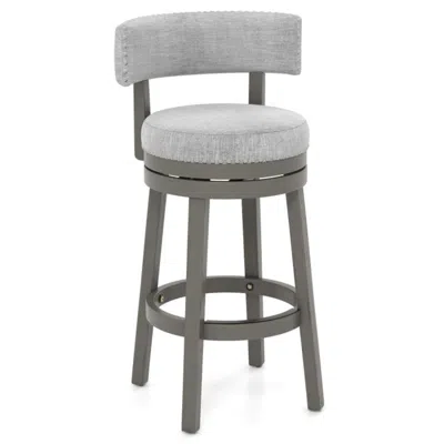 Hivvago 27/31 Inch Swivel Bar Stool With Upholstered Back Seat And Footrest-31 Inches In Gray