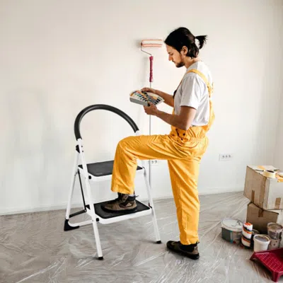 Hivvago 2.75 Feet Folding Step Stool With Iron Frame And Anti-slip Pedals