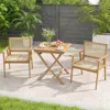 Hivvago 27.5 Inch Indonesia Teak Patio Bistro Table With Slatted Tabletop And Sturdy Wood Frame
