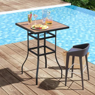 Hivvago 27.5 Inches Patio Bar Table For Garden Backyard Poolside In Gray
