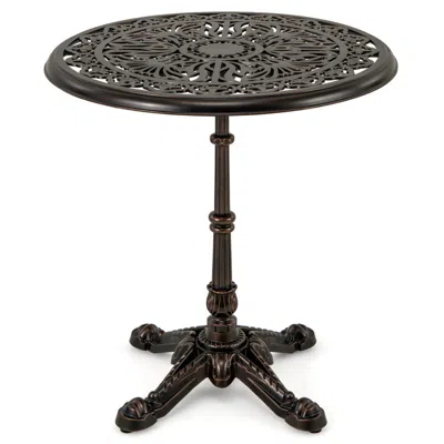 Hivvago 27inch Round Cast Aluminum Patio Bistro Table With Hollow Top