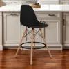 Hivvago 28" Black And Brown Heavy Duty Plastic And Solid Wood Counter Height Bar Chair In Black