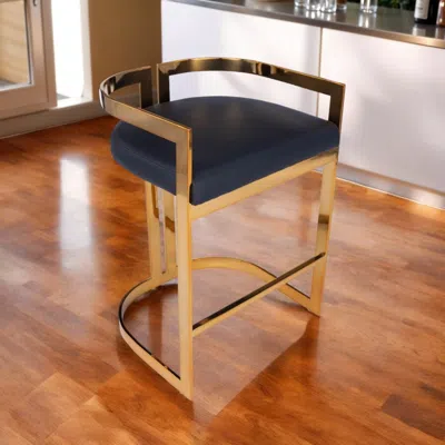 Hivvago 28" Black And Gold Iron Low Back Counter Height Bar Chair