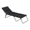 Hivvago 28" Black And Steel Outdoor Chaise Lounge With Black Cushion In Black
