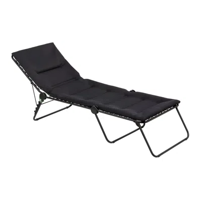 Hivvago 28" Black And Steel Outdoor Chaise Lounge With Black Cushion