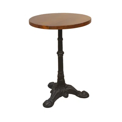 Hivvago 28" Black And Wood Brown Solid Wood And Iron Round End Table